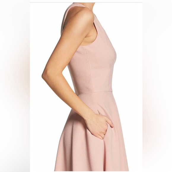 DRESS THE POPULATION CATALINA BLUSH CREPE COCKTAIL DRESS MEDIUM - Picture 2 of 16